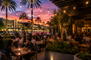Outdoor patio dining restaurant experience in Costa Mesa